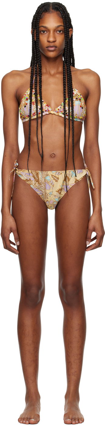 Badkläder Anna Sui Beaded Triangle Bikini Set Beige | 324A60