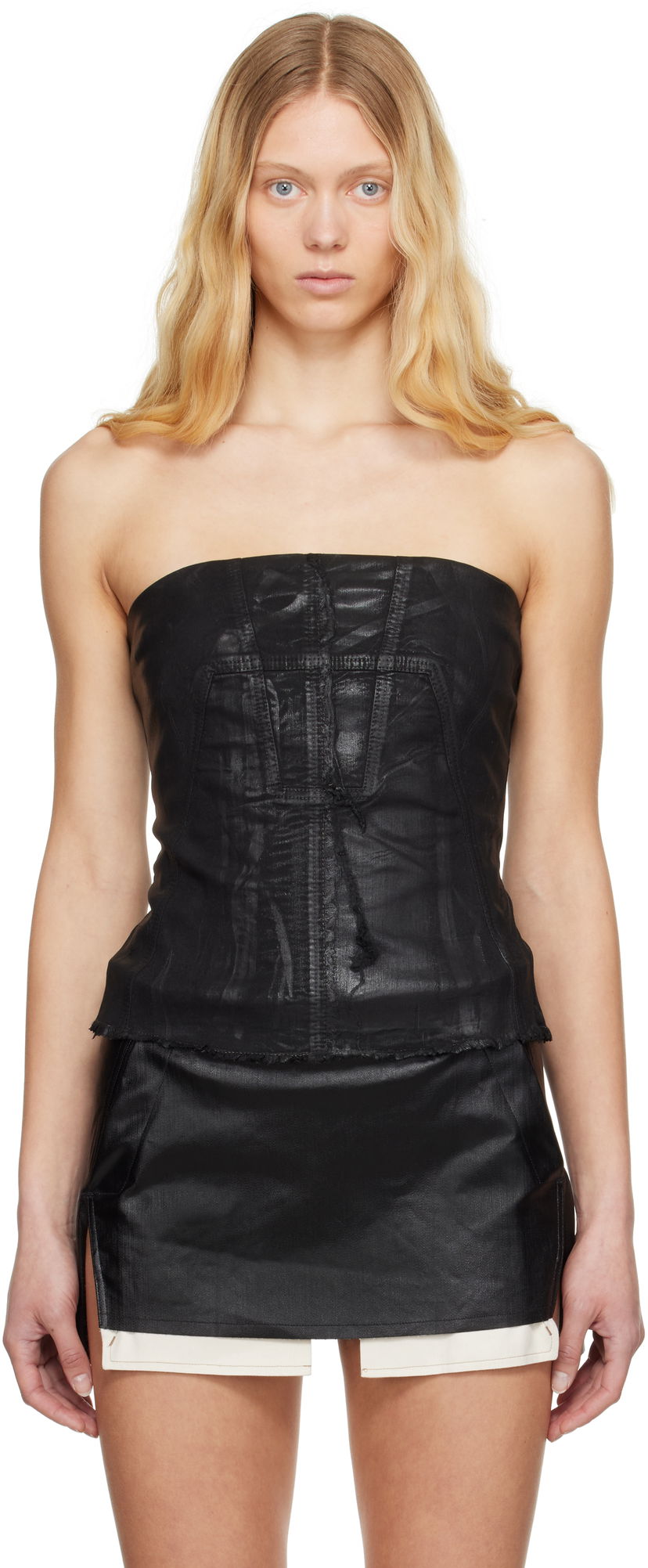 Linne Rick Owens Rick Owens DRKSHDW Hollywood Bustier Denim Top Svart | DS01E3127 SCF