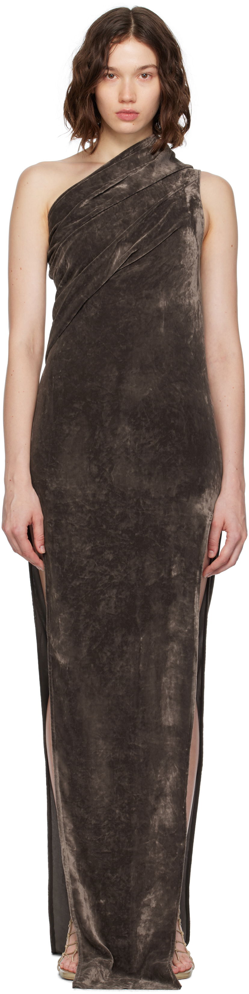 Klä Rick Owens Rick Owens Athena Arrowhead One-Shoulder Maxi Dress Brun | RP02E4509 V