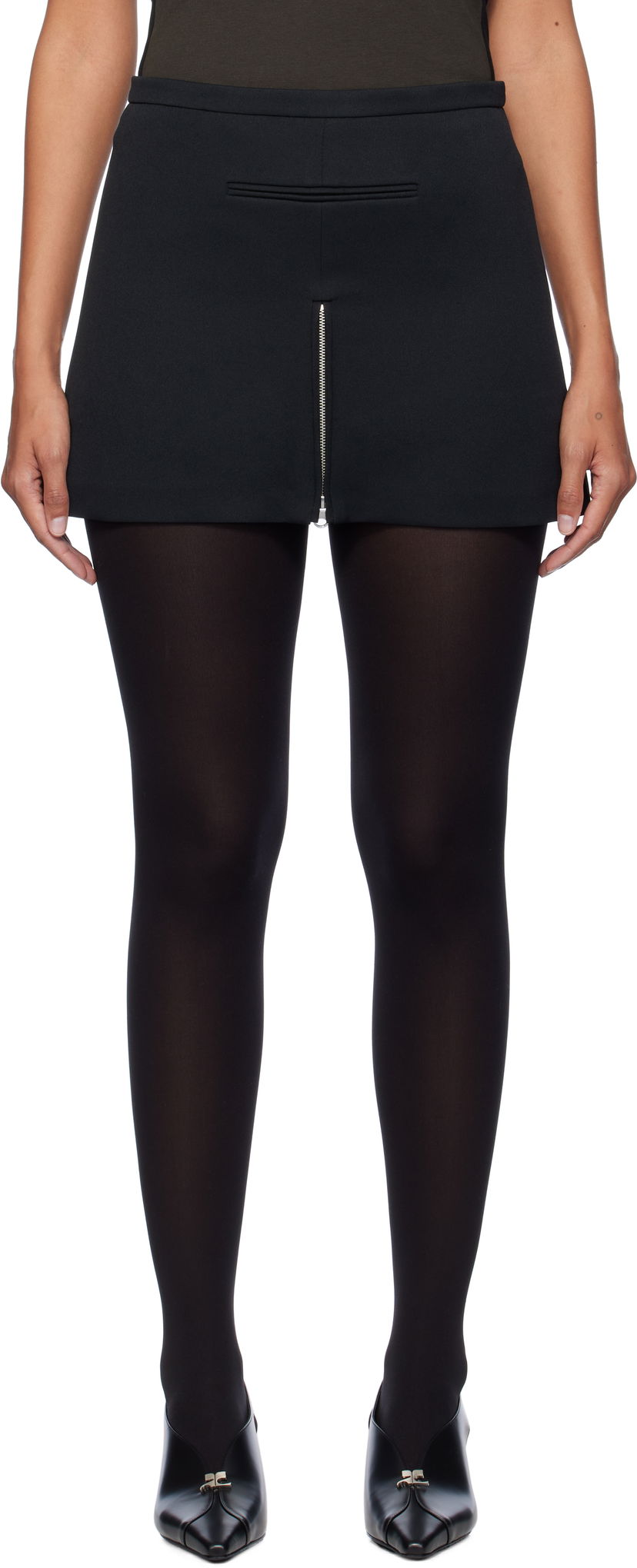 Kjol Courrèges Courrèges Zipped Twill Miniskirt Svart | 324CJU180PL0007