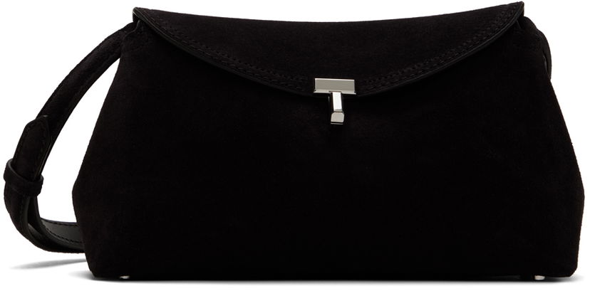 Handväska TOTEME TOTEME T-Lock Suede Clutch Svart | 234-WAL944-LE0004