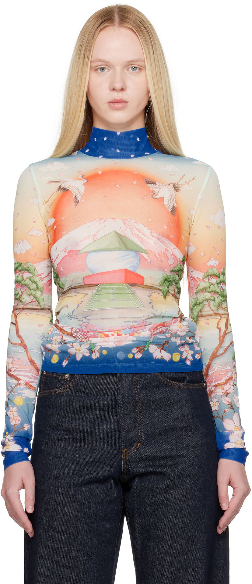 T-shirt Casablanca Casablanca Printed Mesh Long Sleeve T-Shirt Flerfärgad | WPF25-JTP-028-02