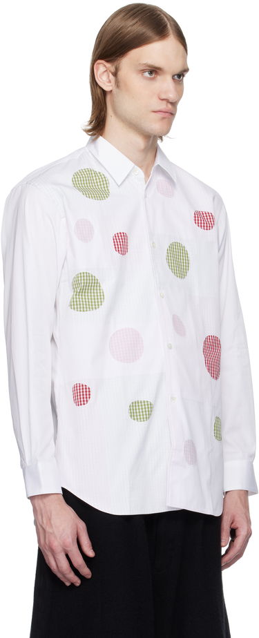 Skjorta Comme des Garçons Comme des Garçons Cotton Poplin Check Appliqué Shirt Vit | FO-B007-051, 1