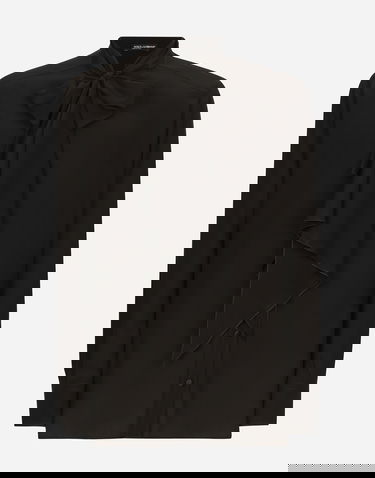 Skjorta Dolce & Gabbana Silk Shirt With Bow Svart | G5ME9TFU1ARN0000, 0