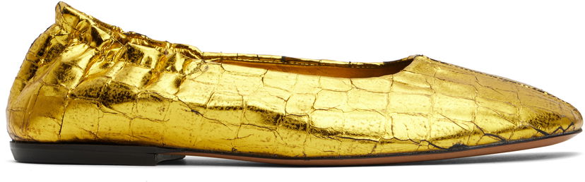 Klä Dries Van Noten Dries Van Noten Metallic Ballerina Flats Gul | WS251-1376-208