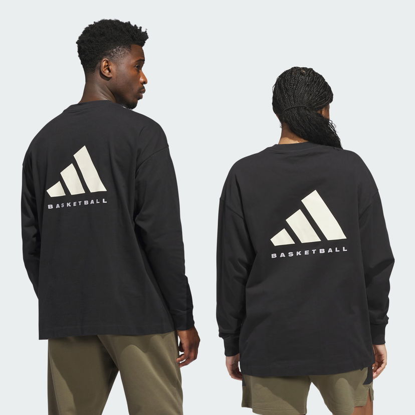 T-shirt adidas Performance Basketball Long Sleeve T-Shirt Svart | JX5580