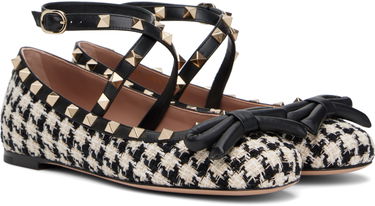 Skovård Valentino Valentino Garavani Rockstud Tweed Ballerina Flats with Bow Detail Flerfärgad | 6W2S0HB6MTB, 3