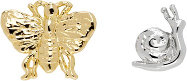 Pin Chopova Lowena Chopova Lowena Best Bugs Moth & Snail Stud Earrings Metallisk | 6578, 0