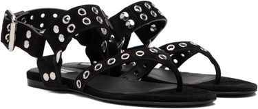 Sneakers och skor Alaïa ALAÏA Suede Calfskin Thong Sandals Svart | AA3S134CK177, 3