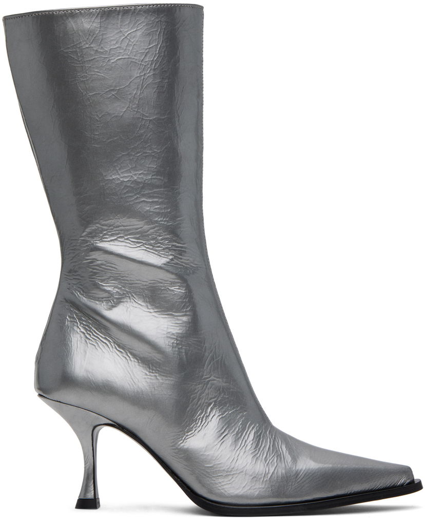 Sneakers och skor Acne Studios Silver Leather Heel Boots Metallisk | AD0657-