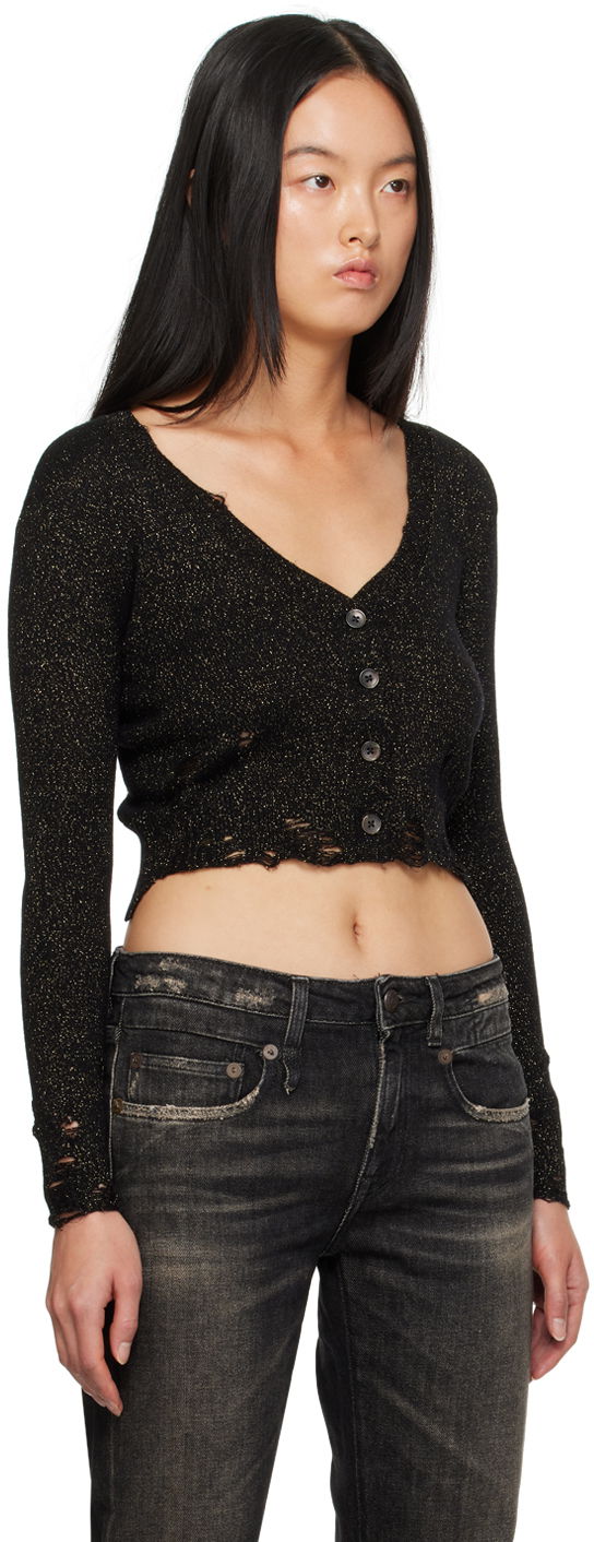 Sweater R13 R13 Distressed Cropped Cardigan Svart | R13WY150-Y103B, 1