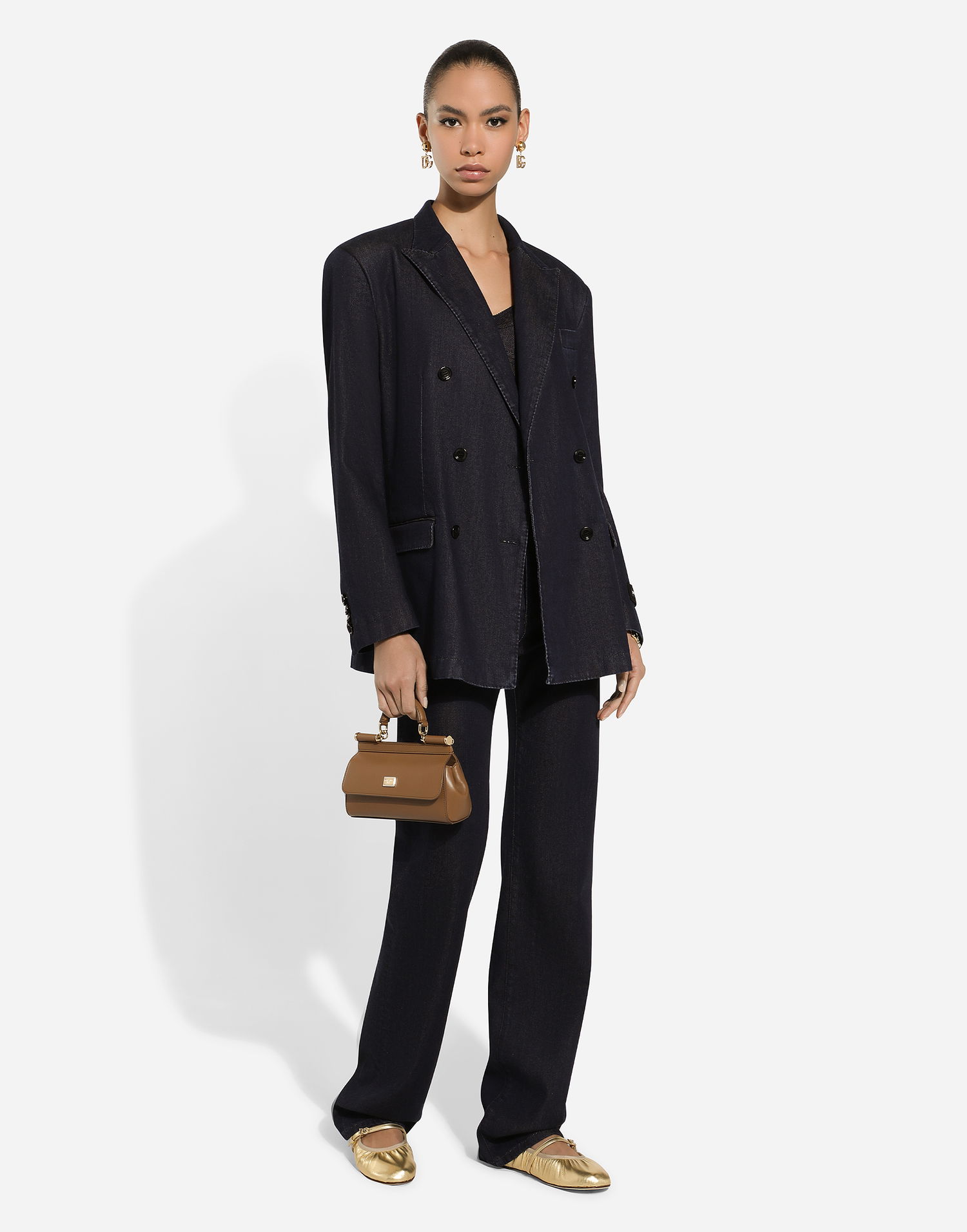 Jacka Dolce & Gabbana Double-breasted Silk And Cotton Denim Jacket Blå | F2941DG8LW8S9001, 1