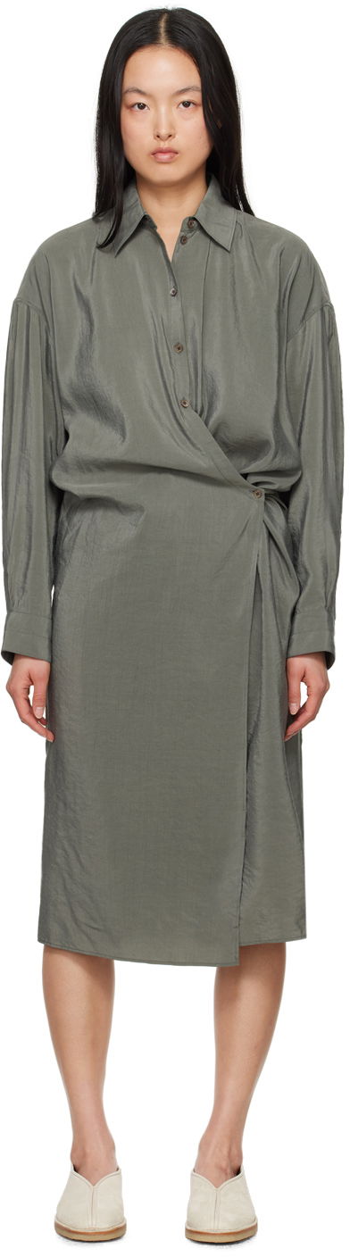 Klä LEMAIRE Lemaire Twisted Midi Dress Grön | DR1024 LF208