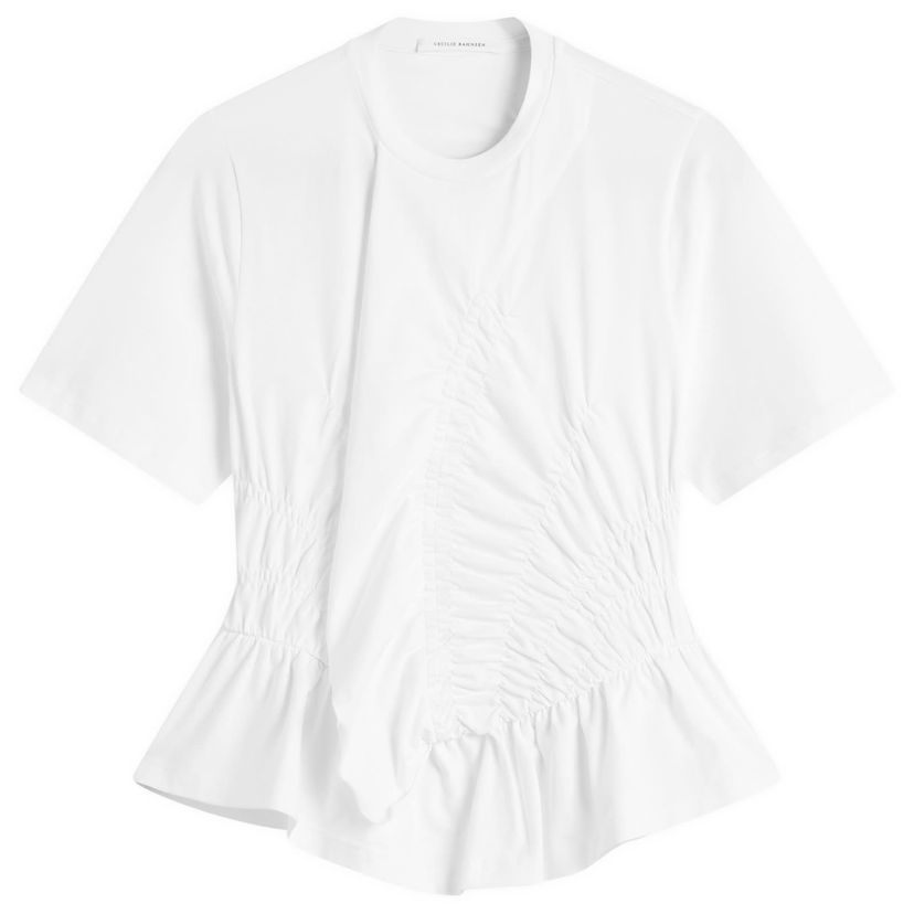T-shirt Cecilie Bahnsen Ace Ruched Peplum T-Shirt Vit | 325RTW19002