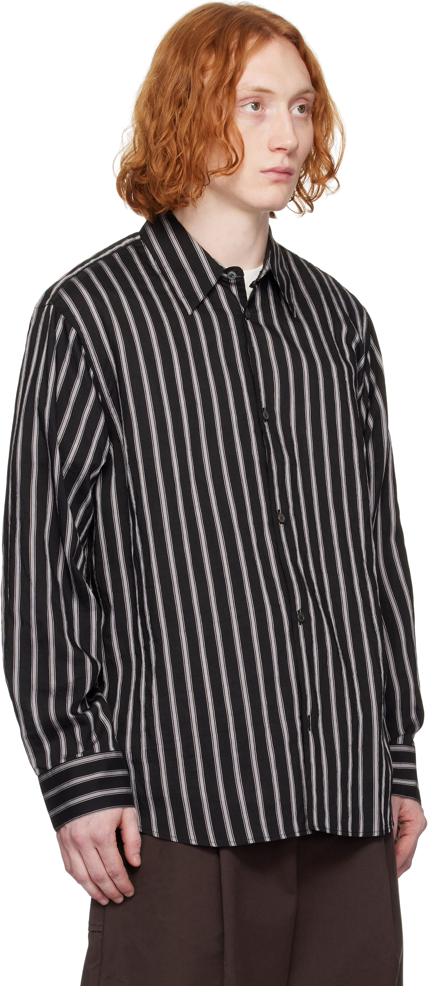 Skjorta Studio Nicholson Studio Nicholson Striped Button-Down Shirt Svart | VIEW SNM - 1126, 1