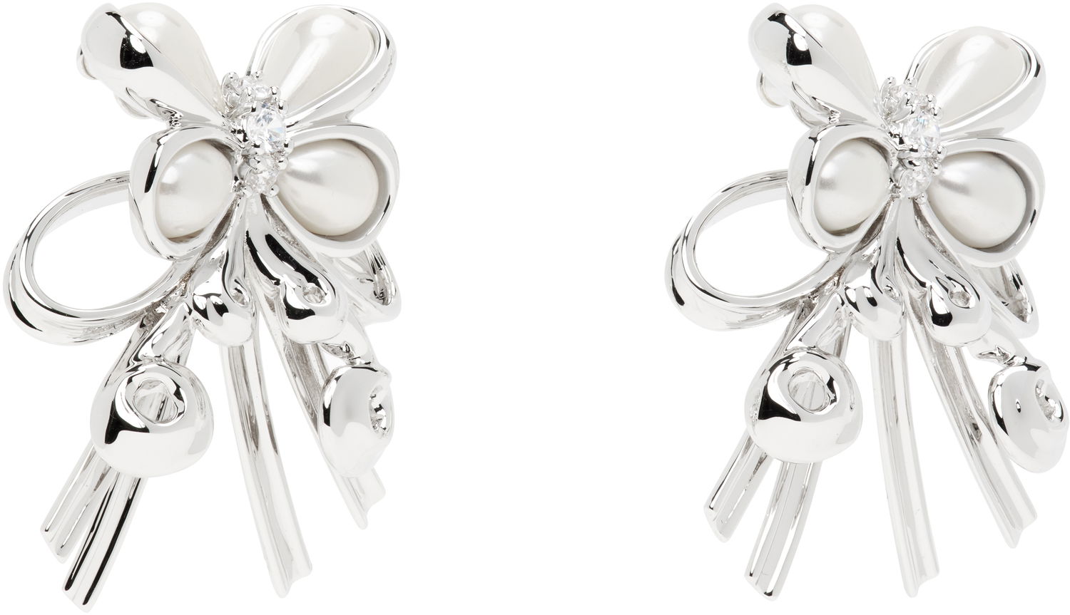 Örhängen SHUSHU/TONG SHUSHU/TONG YVMIN Edition Pearl and Crystal Bow Earrings Vit | 24714SLV00DN2, 1