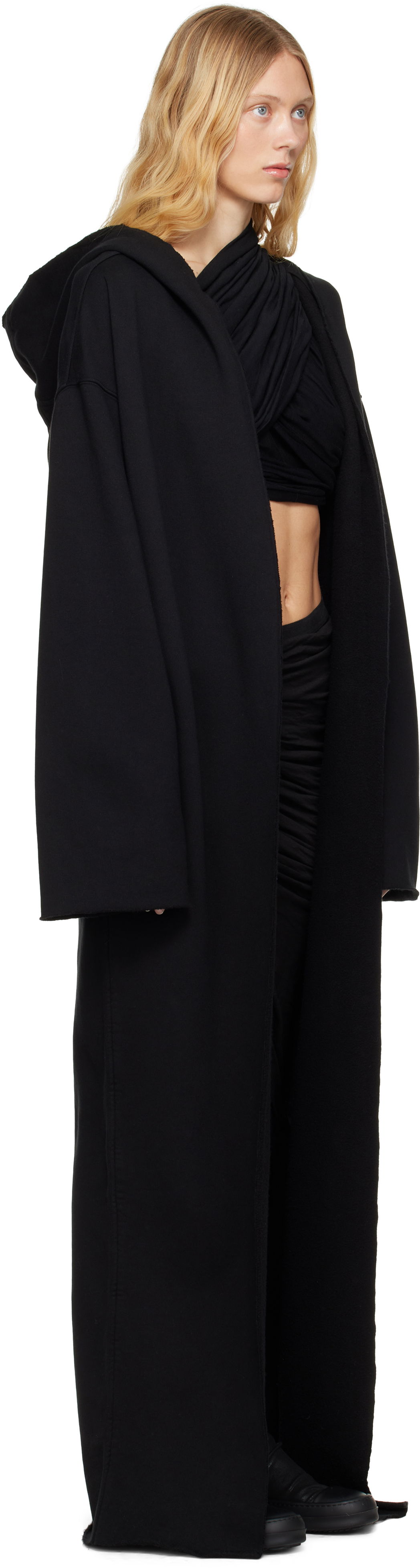 Sweatshirt Rick Owens Rick Owens DRKSHDW Hollywood Dragging Peter Hoodie Svart | DS01E3248 F, 1