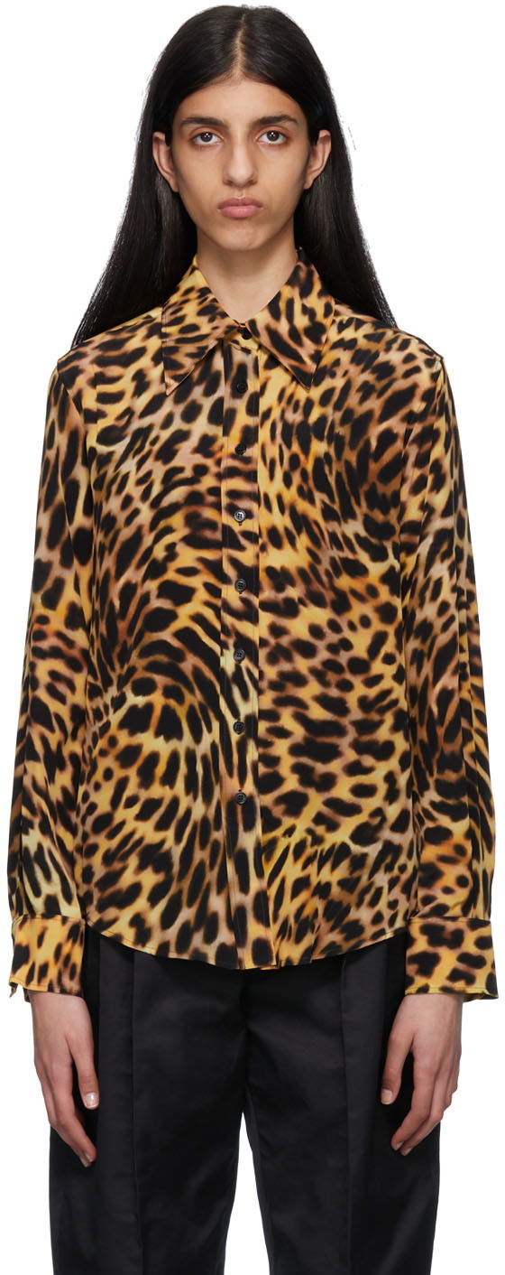 Skjorta Stella McCartney Stella McCartney Leopard Print Silk Shirt Gul | 6200163AS200