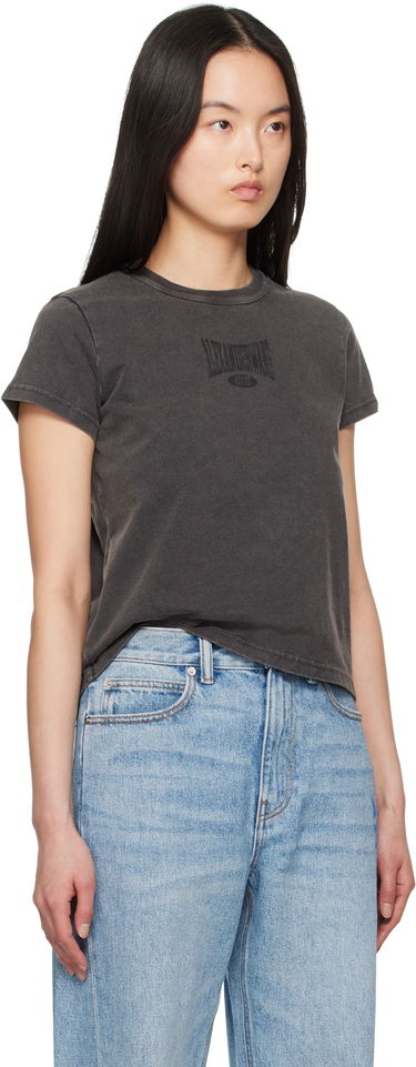 T-shirt Alexander Wang Alexander Wang Distressed Logo Shrunken T-Shirt Grå | 4CC2251540, 1