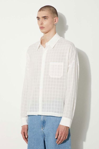 Skjorta Stampd STAMPD Cropped Oversized Buttondown Shirt Vit | SLA.M3320BD.WHT, 3