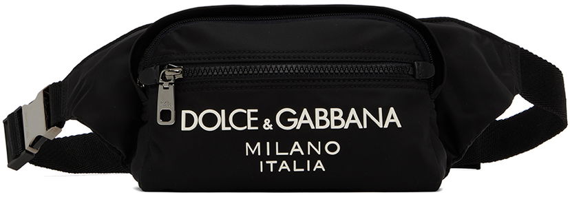 Midjeväska Dolce & Gabbana Black Rubberized Pouch Svart | BM2218AG182
