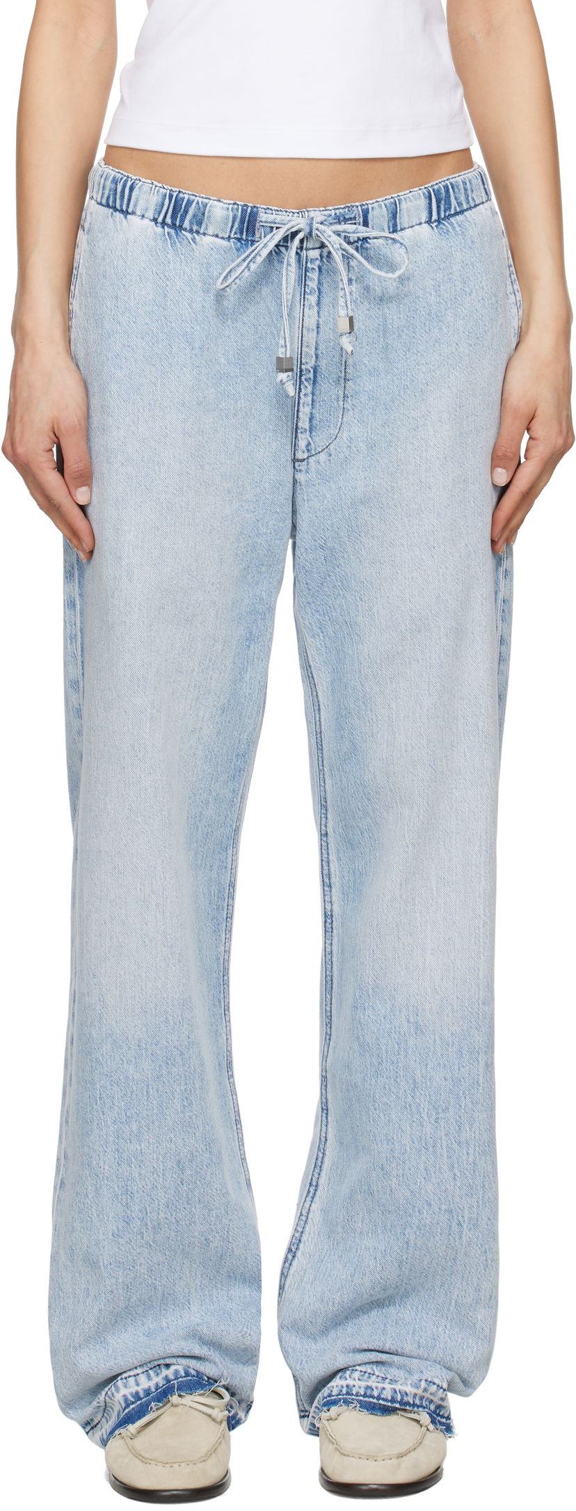 Jeans rag & bone rag & bone Logan Ultra Featherweight Wide-Leg Jeans Blå | WDD25S7009UFKI