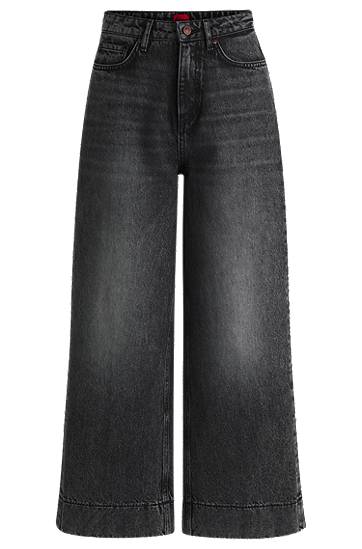 Jeans BOSS Wide-Leg Rigid Denim Jeans Svart | 50530309