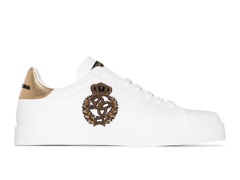 Sneakers och skor Dolce & Gabbana Portofino Crown Patch White Gold Vit | CS1761AH136