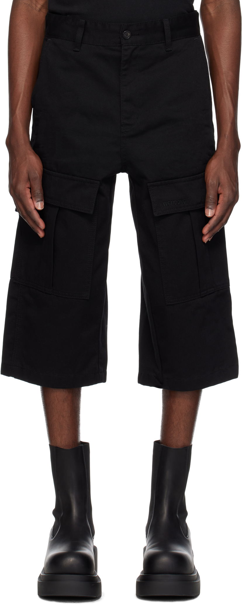 Shorts We11done We11done Chino Cargo Shorts Svart | WD-PT0-25-226-M-BK