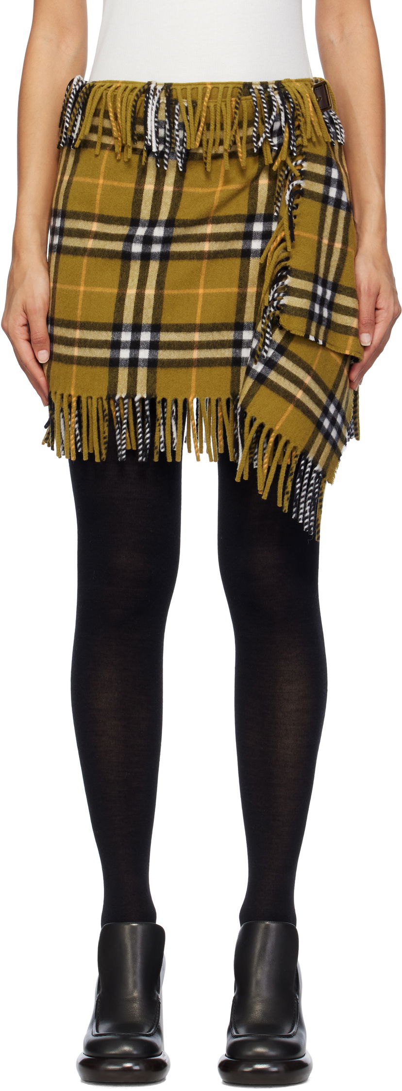 Kjol Burberry Check Wool Cashmere Scarf Mini Skirt Brun | 8099716
