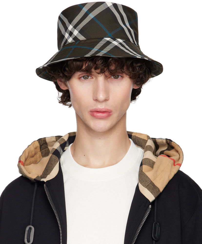 Hatt Burberry Check Bucket Hat Grön | 8094800