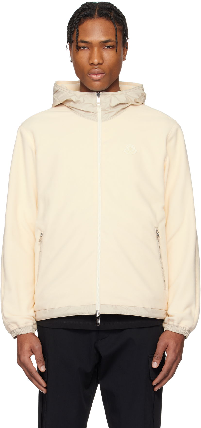 Sweatshirt Moncler Moncler Fleece Zip-Up Reversible Hoodie Beige | K10918G0002180093