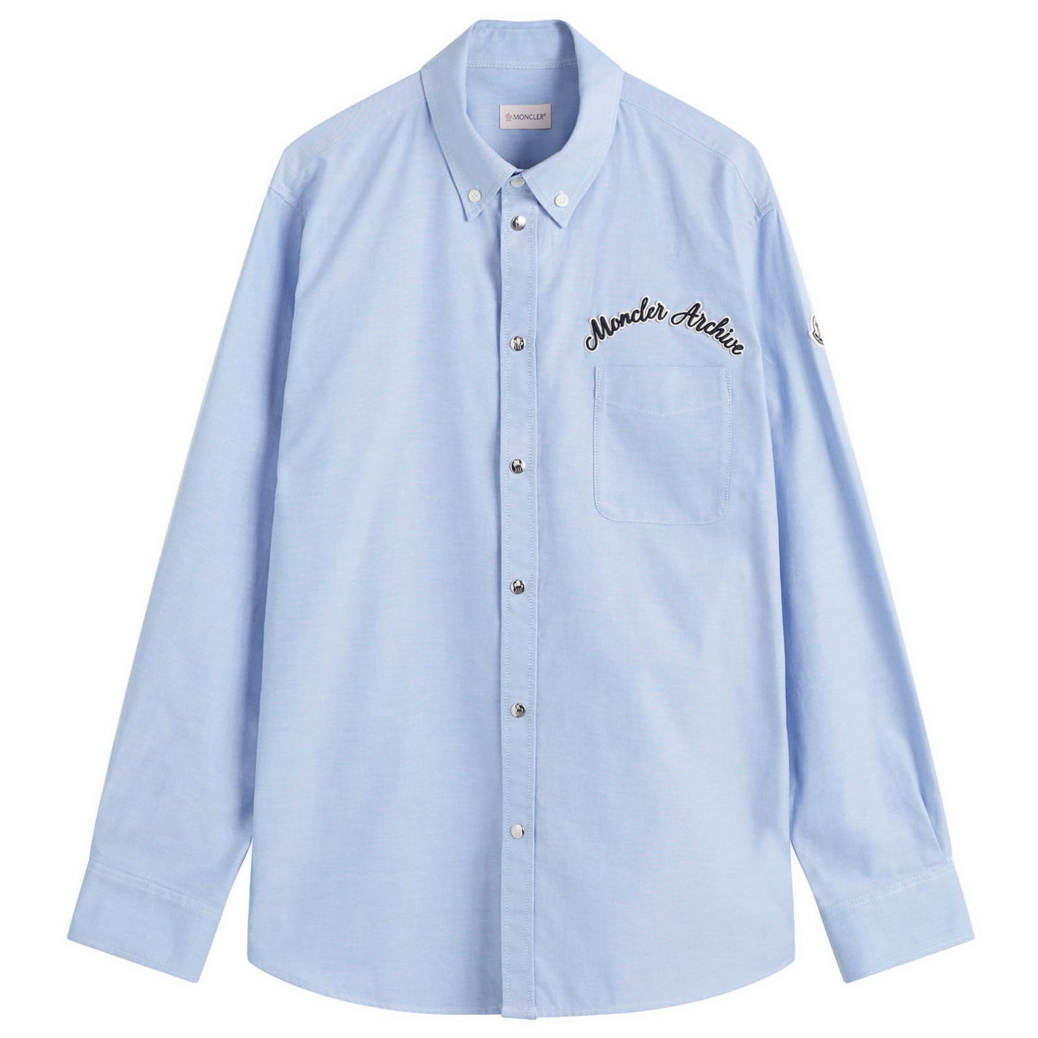 Skjorta Moncler Oxford Cotton Shirt With Logo Patch Blå | 2F000-06-20838-701, 0