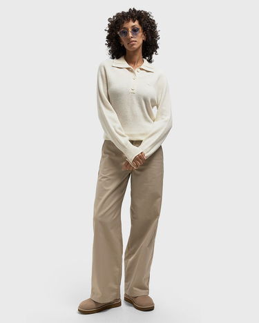 Sweater Lacoste Polo Collar Button Placket Knit Sweater Vit | AF4010-XFJ, 1