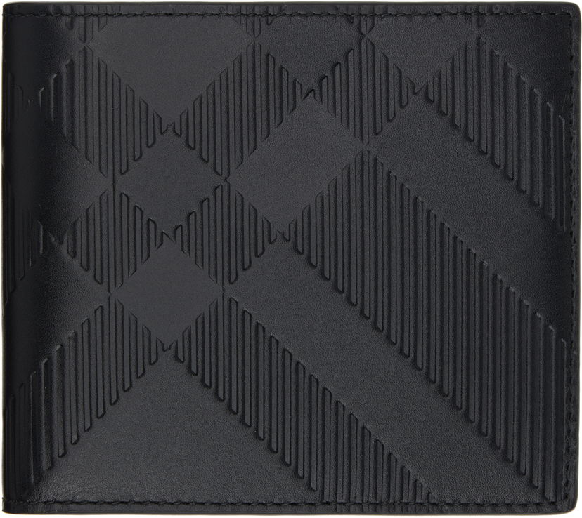 Plånbok Burberry Embossed Check Bifold Coin Wallet Svart | 8103992