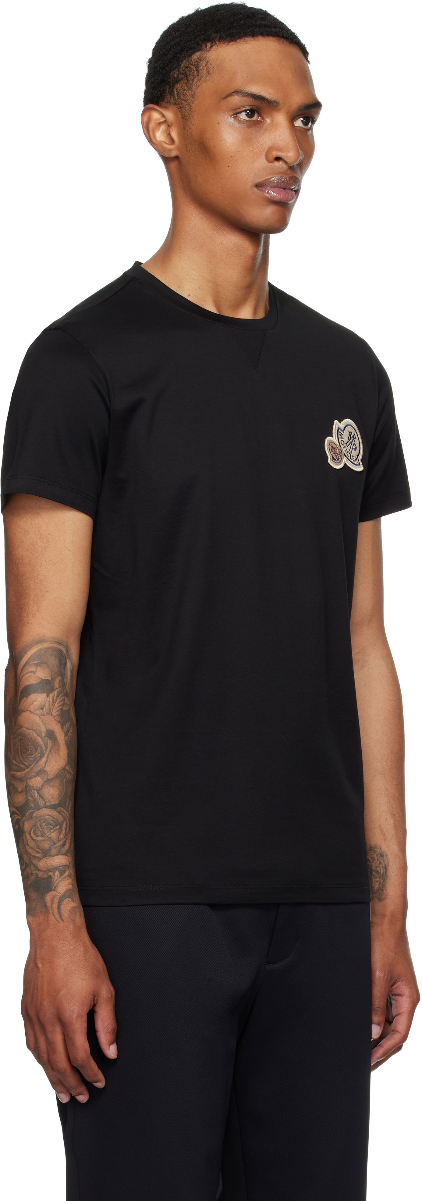 T-shirt Moncler Moncler Double Logo Patch Cotton T-Shirt Svart | K20918C000358390Y, 1