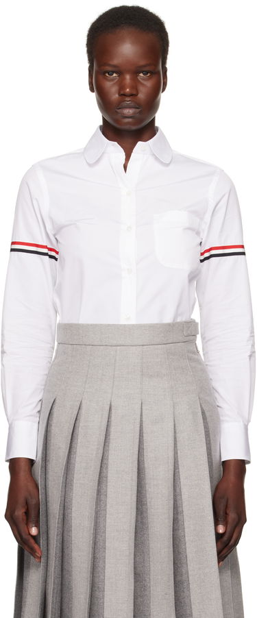 Skjorta Thom Browne Oxford Classic Round Collar Shirt With Long Sleeves Vit | FLL019E-03113, 0