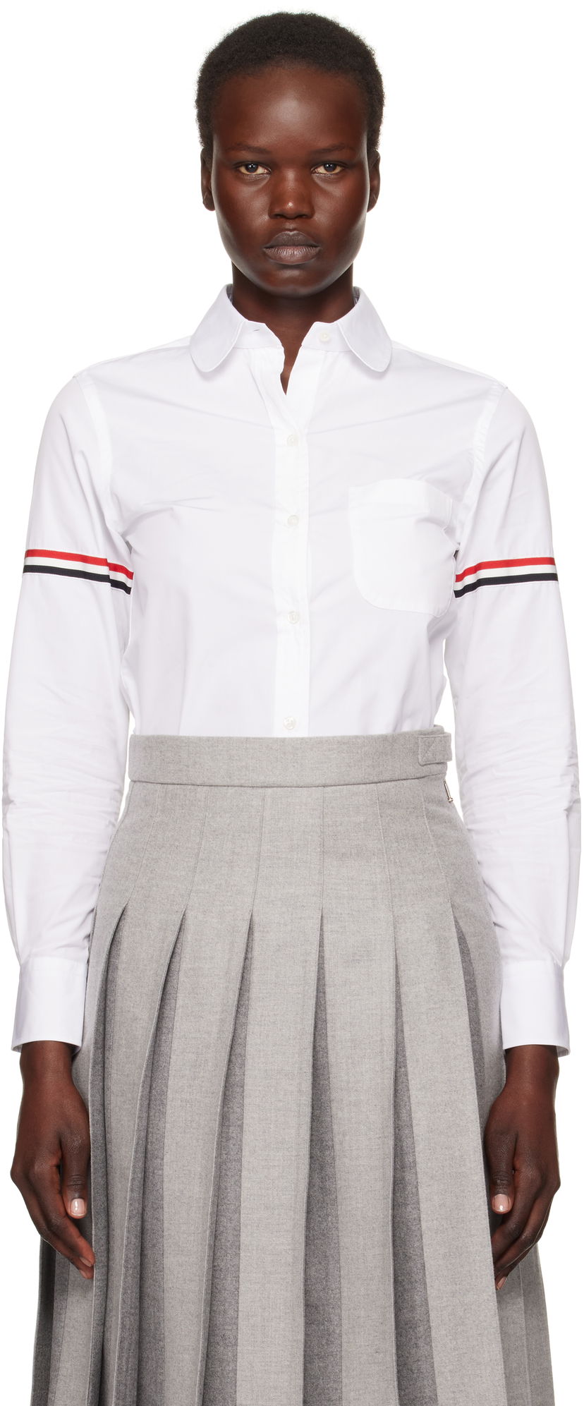 Skjorta Thom Browne Oxford Classic Round Collar Shirt With Long Sleeves Vit | FLL019E-03113