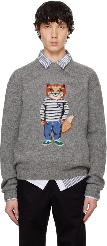 Sweater MAISON KITSUNÉ Dressed Fox Intarsia Sweater Grå | NM00809KH0002, 0