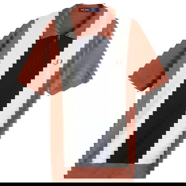 Polotröja Fred Perry Men's Vertical Stripe Zip Neck Knitted Polo Shirt Brun | K9728-Y91, 0