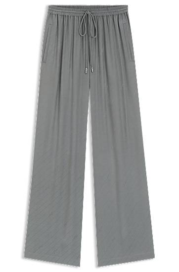 Byxor BOSS Wide-Leg Jacquard Trousers Grå | 50544016