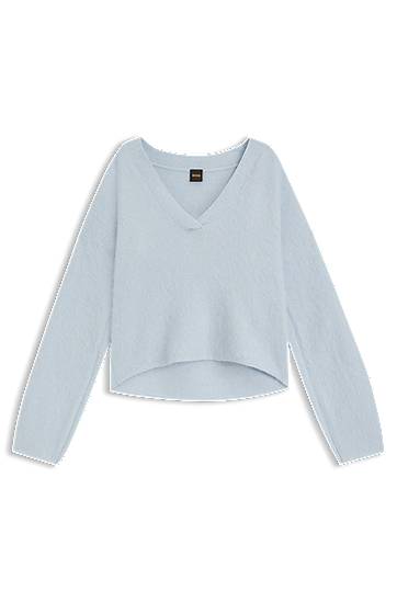 Sweater BOSS Relaxed-fit V-neck sweater with wool and alpaca Blå | 50549185, 0