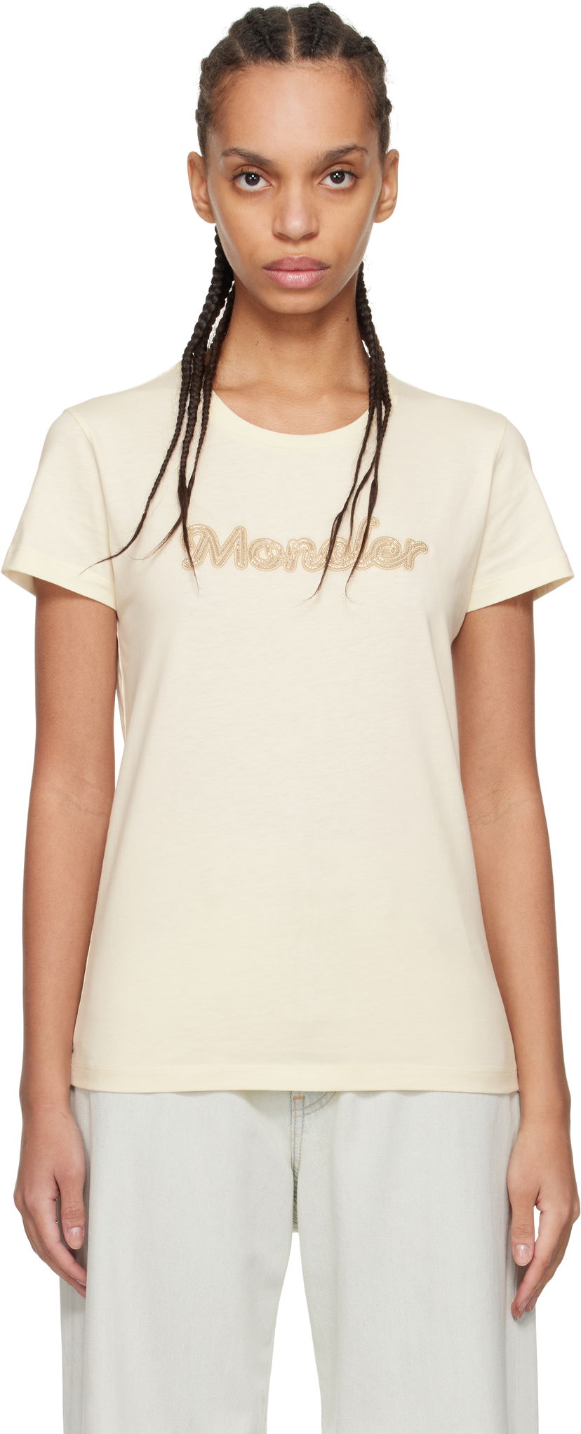 T-shirt Moncler Moncler Logo S/S T-Shirt Beige | K10938C0000989AUO