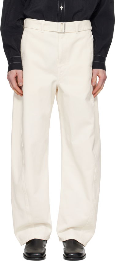 Byxor LEMAIRE Lemaire Twisted Belted Trousers Vit | PA326 LD1034, 0