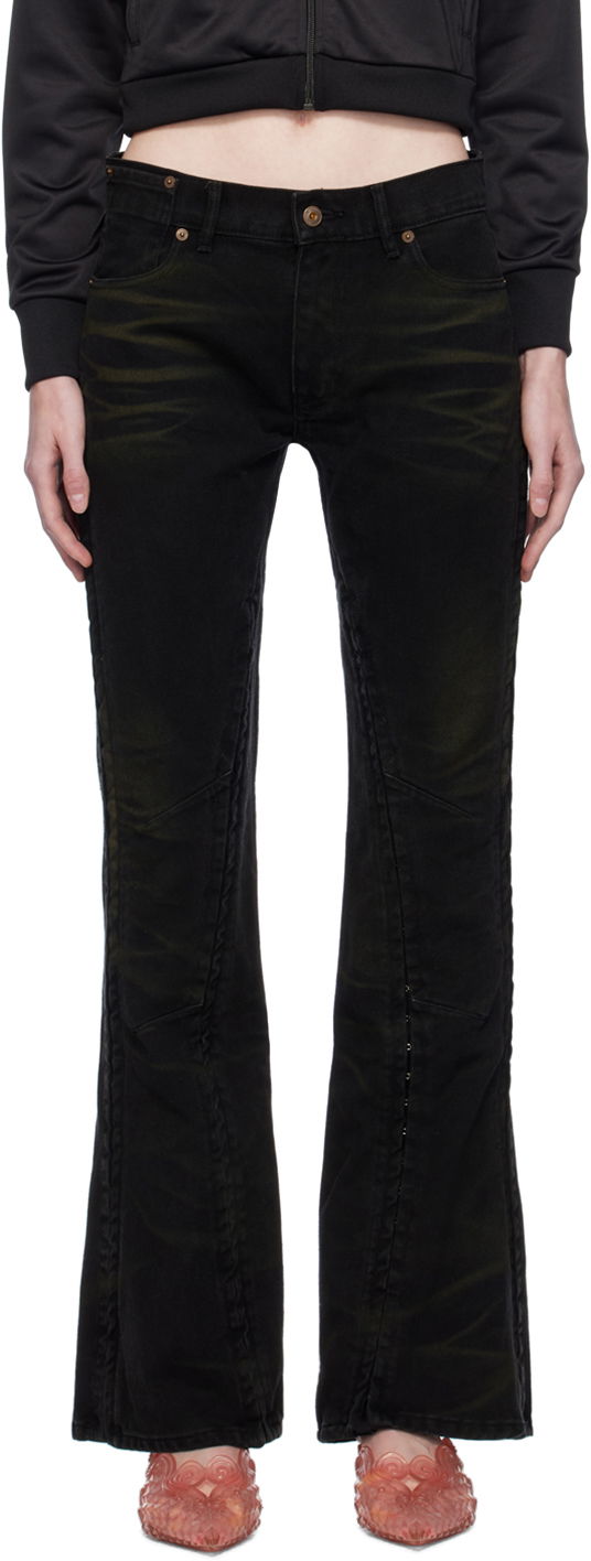 Jeans Y/PROJECT Black Hook and Eye Jeans Svart | WJEAN43-S25