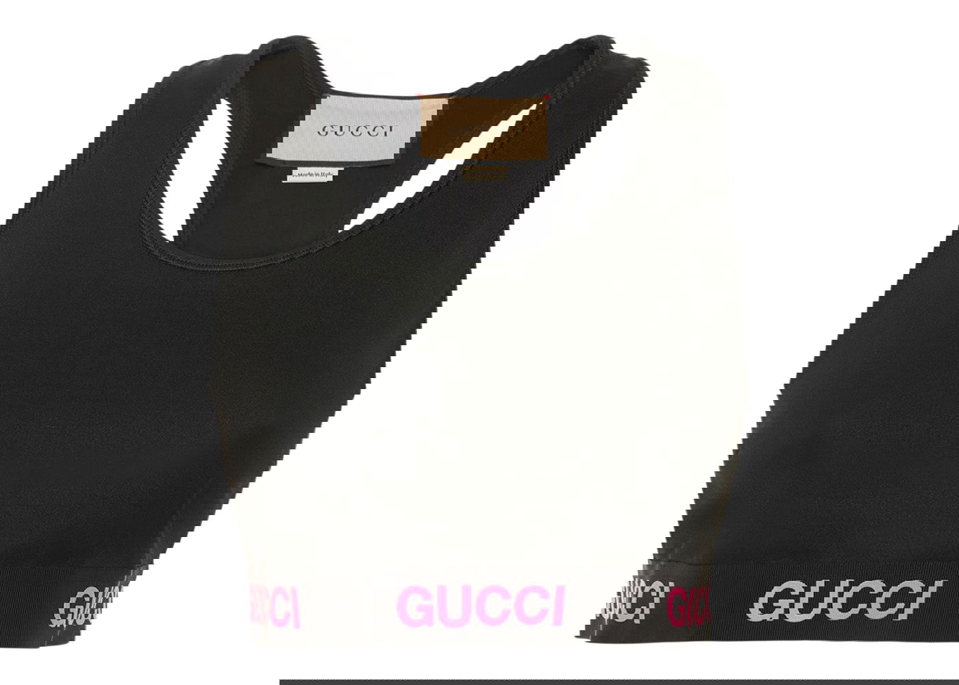 Crop top Gucci Logo Jacquard Crop Top Black Pink Svart | 693086 XJDS5 1037, 0