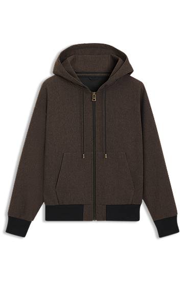Bomberjacka BOSS Modern-fit hooded jacket in herringbone cloth Brun | 50544683