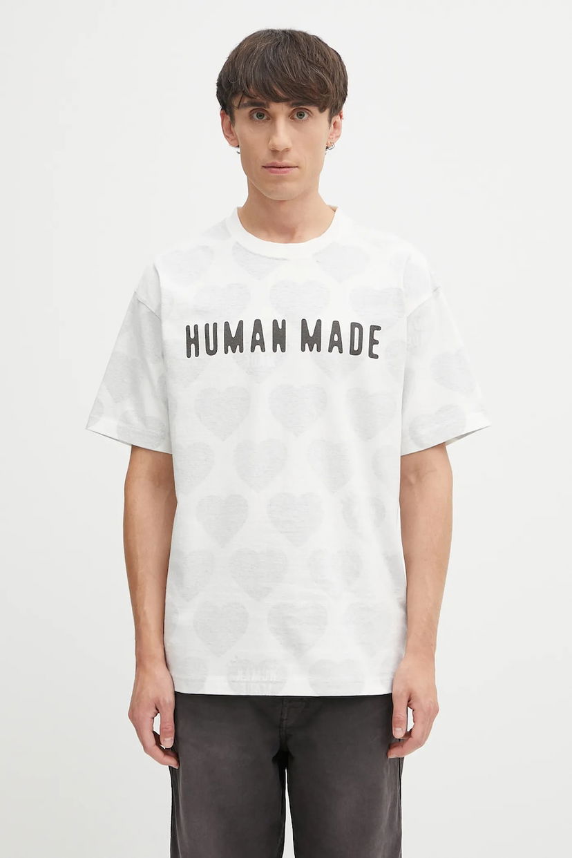 T-shirt Human Made Human Made Knitted Hearts Print T-Shirt Vit | HM29CS034