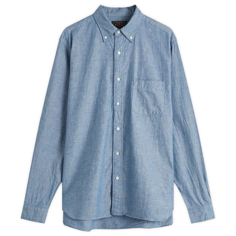 Skjorta BEAMS Beams Plus Button Down Chambray Shirt, Size Small Blå | 3811-0246-139-70