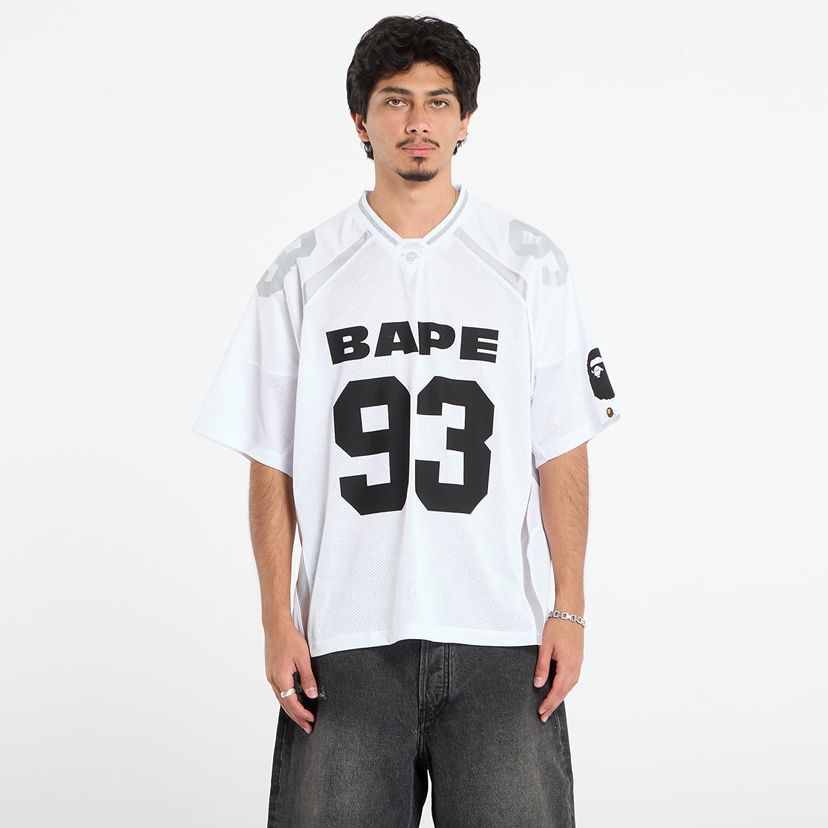 Jersey BAPE Line Camo Jacquard Relaxed Fit Football Jersey Vit | 001CSL801312MWHT